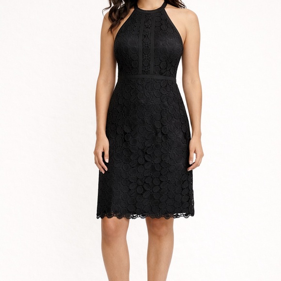 Adrianna Papell Dresses & Skirts - Adrianna Papell Black Lace Halter Cocktail Dress Size 16 Elegant Evening